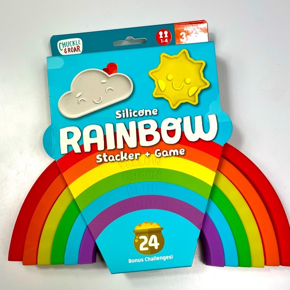 Other - NWT Chuckle & Roar Silicone Rainbow Stacker and Game